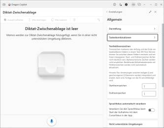 Dragon Copilot Allgemeine Einstellungen