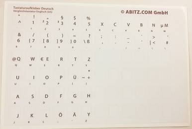 Tastaturaufkleber für Leer- oder fremdsprachige Tastaturen - Deutsch - Vergleichstastatur Englisch